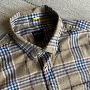 Rare Rabbit Men’s Tan Plaid Button-Down Shirt – Long Sleeve – Size Large